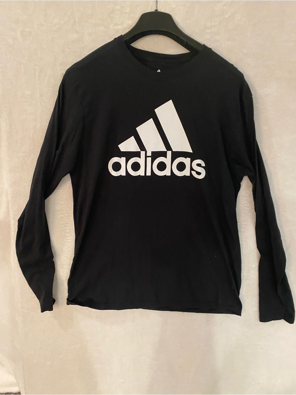 Adidas Black Long Sleeve Tee with White Logo XL